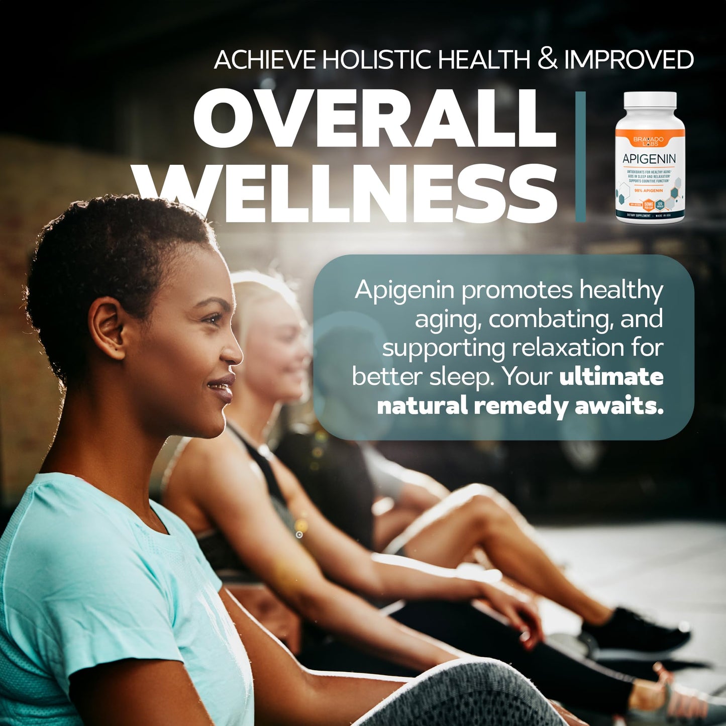 Bravado Labs Premium Apigenin Supplement - Pure, Concentrated Formula for Improved Sleep, Mood - Powerful Antioxidant Pills for Prostate and Healthy Aging Support - 120 ct