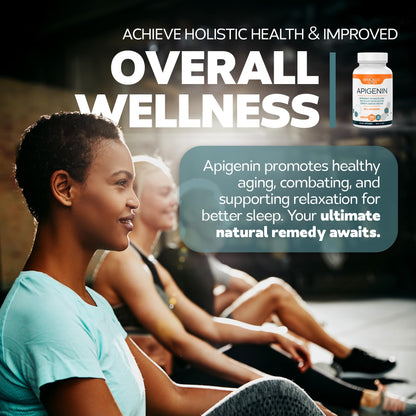 Bravado Labs Premium Apigenin Supplement - Pure, Concentrated Formula for Improved Sleep, Mood - Powerful Antioxidant Pills for Prostate and Healthy Aging Support - 120 ct