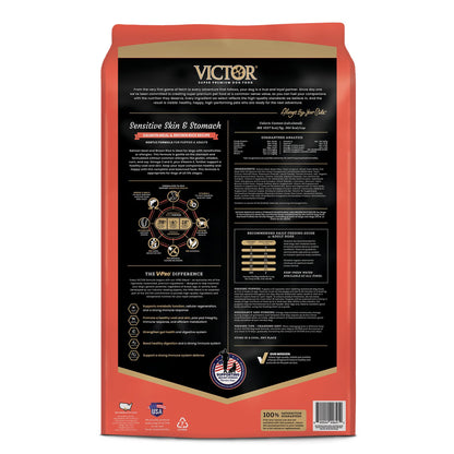 VICTOR Super Premium Dog Food — Sensitive Skin and Stomach — Salmon Meal & Brown Rice Recipe Dry Kibble — Gluten Free, No Chicken, Ideal for Dogs with Allergies — Adult and Puppy Food, 5 lb