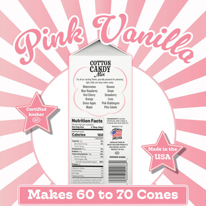 Premium America Pink Vanilla Cotton Candy Floss Sugar Carnival-Style Fluffy Fun, Pre-Mixed & Ready to Use for Parties, Events & Festivals 3.25 lb Cartons Case of 3