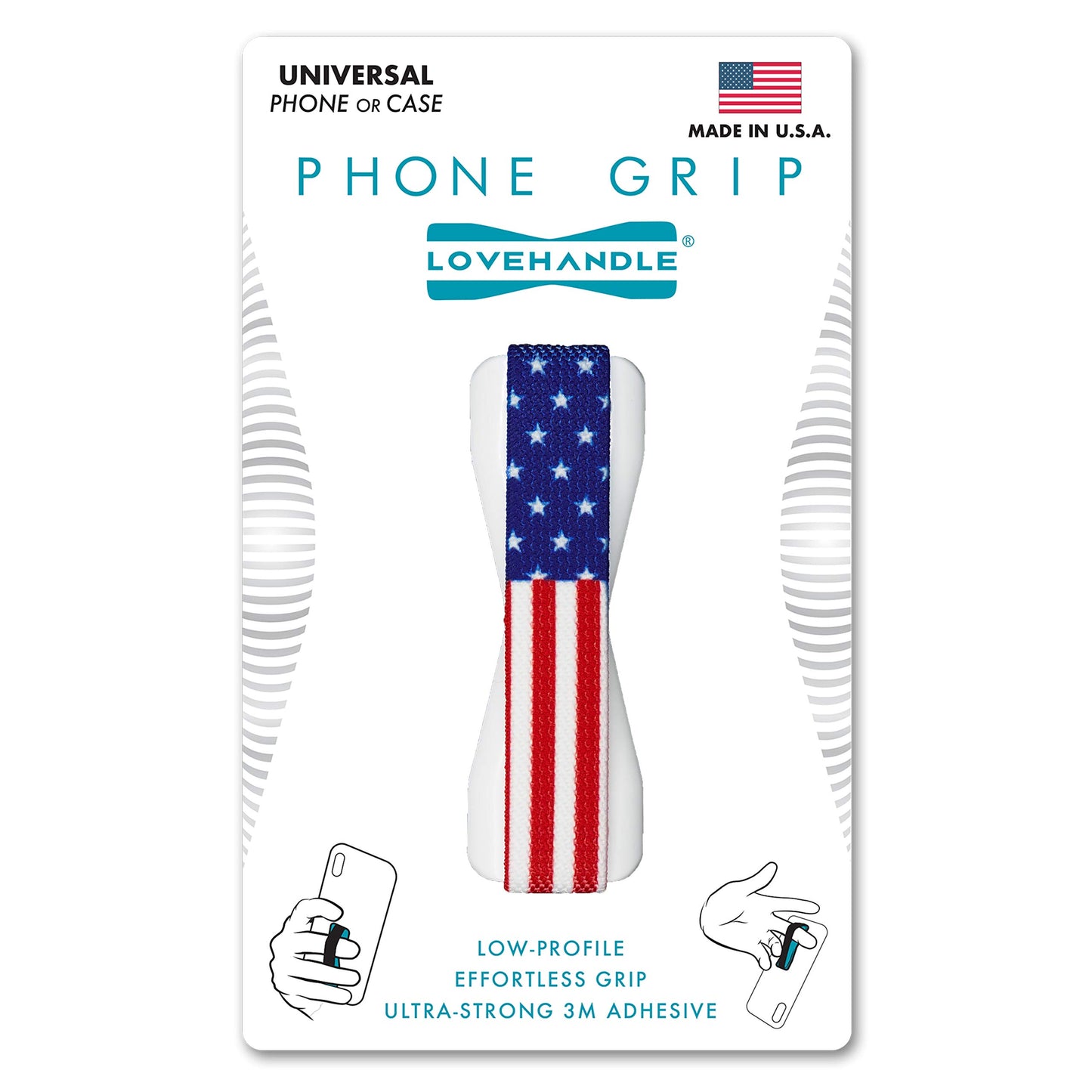 LOVEHANDLE Phone Grip - Universal Phone Strap and Phone Grips for Back of Phone - Convenient Cell Phone Holder for Hand That Fits Most Smartphones and Mini Tablets - Made in The USA