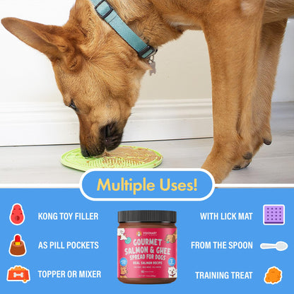 Visionary Pet Foods Salmon Meat Spread - Healthy Dog Treat - Alternative to Dog Peanut Butter, Xylitol Free, No Sugar and Filler Free - Use on Lick Mat, Food Mixer, Pill Pockets - 12oz Jar