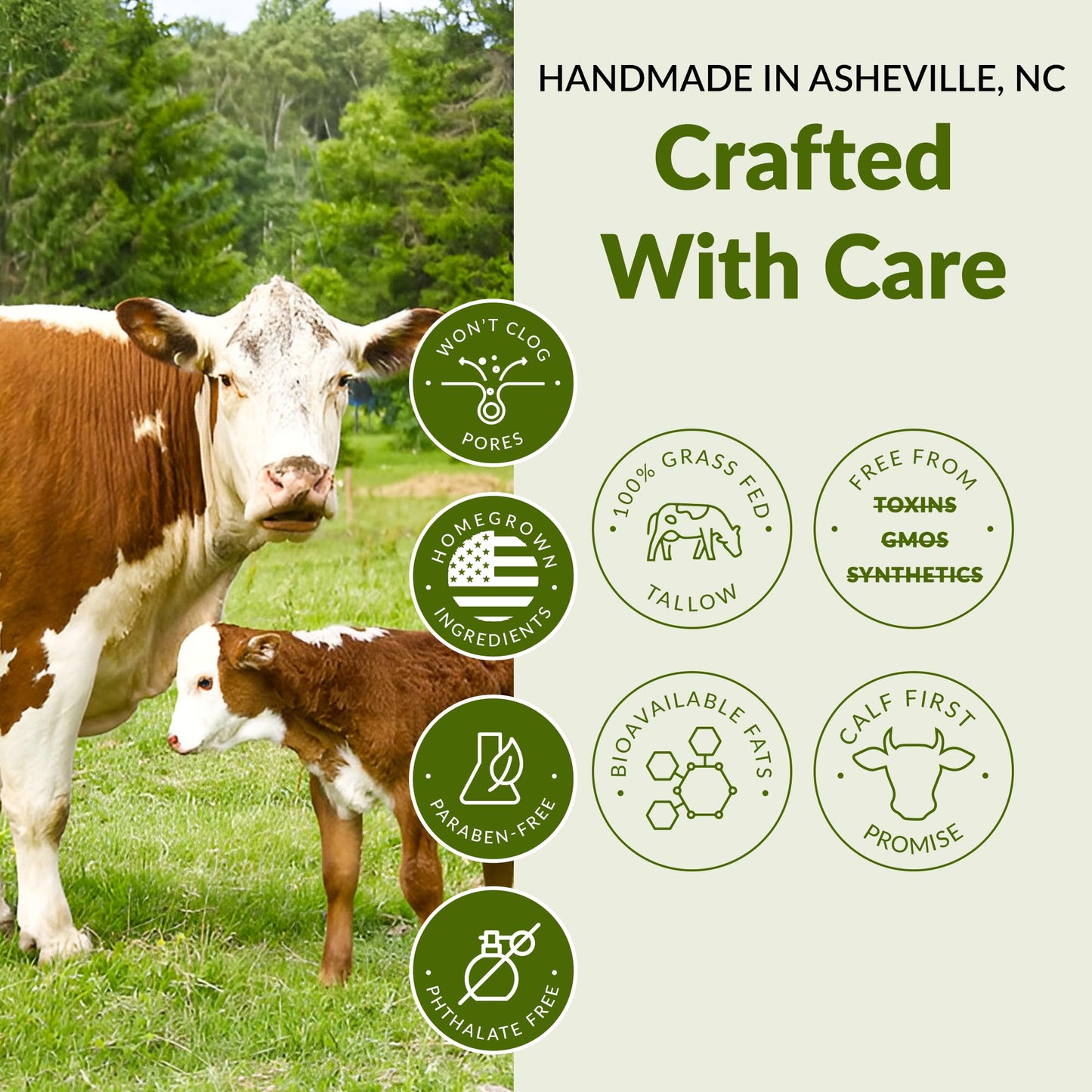 100% Grass Fed Tallow Balm with Colostrum & Emu Oil - Handmade Whipped Beef Tallow for Face and Body, Sensitive Skin Tallow Moisturizer made with True First Colostrum, (Vanilla + Ylang Ylang)