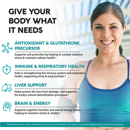NAC Supplement | Selenium | B6 | B12 - Antioxidant, Immune Support - N Acetyl Cysteine 600 mg per Capsule, 1200 mg per Serving - Made in USA - Non-GMO, Gluten-Free, Vegan - 120 caps, 2 Month Supply