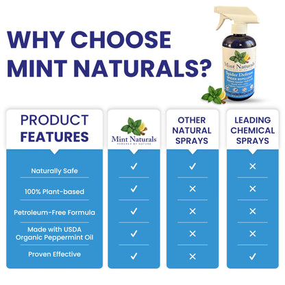Mint Naturals Spider Defense Spray – USDA Organic Peppermint Oil Scent for Indoor Areas, Offices, Garages, RVs & Cabins – Plant-Based Mint Home Spray for Storage & Entry Points – 16 oz USA