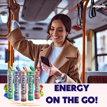 PurePix EnergyPix - Extra Thick Caffeine Flavored Toothpicks with L-Theanine, B12 & B6 for Focus & Energy - Sugar-Free Alternative to Energy Mints & Gum - 20 Count, (4 Flavors Variety Pack)