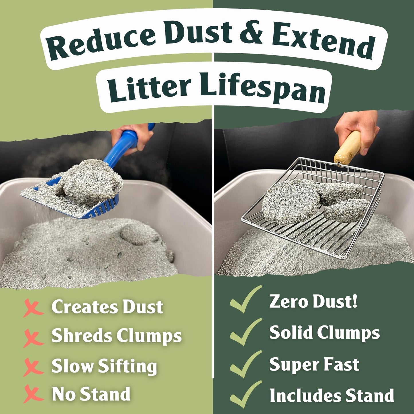 Sprinkle & Sweep Litter Box Deodorizer - Cat Litter Deodorizer Non Toxic and Safe for Kittens - Instantly Eliminates Foul Smells and Urine Odors (1 Bag + Speed Sifter)
