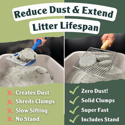 Sprinkle & Sweep Litter Box Deodorizer - Cat Litter Deodorizer Non Toxic and Safe for Kittens - Instantly Eliminates Foul Smells and Urine Odors (1 Bag + Speed Sifter)