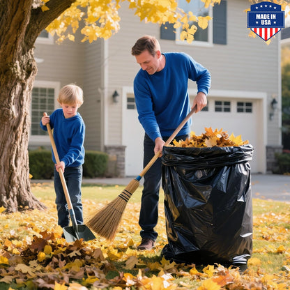 Fuxury 55-60 Gallon Extra Large Trash Bags, 100 Count Black Garbage Bags, 23 Mic Thick, 38x58 in, Star-Seal Bottom, Plastic Bags Ideal for Home, Yard & Commercial Use, Made in USA