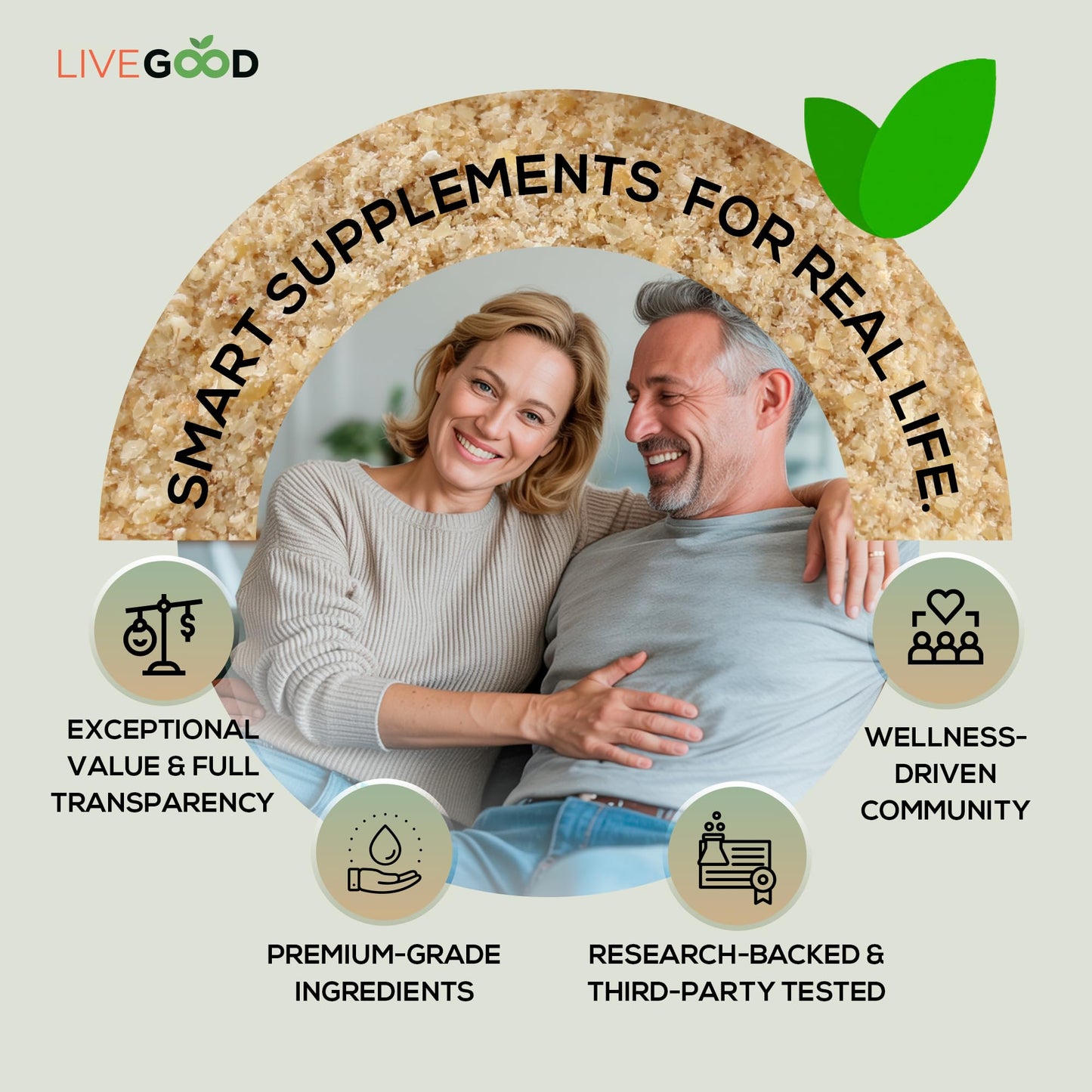 LIVEGOOD Organic Fiber Powder with Agave Inulin, Psyllium Husk, Pea Fiber, 10 Plant-Based Sources for Digestion Detox, Gut Support and Daily Wellness, Organic Fiber Supplement (30 Servings)