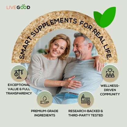 LIVEGOOD Organic Fiber Powder with Agave Inulin, Psyllium Husk, Pea Fiber, 10 Plant-Based Sources for Digestion Detox, Gut Support and Daily Wellness, Organic Fiber Supplement (30 Servings)