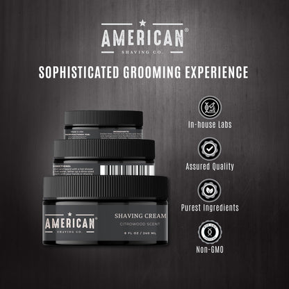 American Shaving Co. Citrowood Shaving Cream For Men 8 oz, Made in USA, Easy Application, Quality Potent Ingredients, Non-GMO, GMP Certified, Cruelty-Free Products