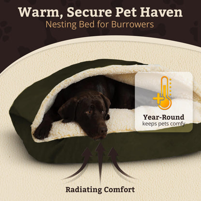 Snoozer Pet Products Rectangle Cozy Cave Dog Bed, Small, Olive
