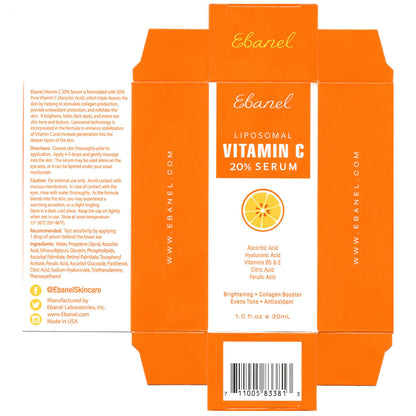 Ebanel Vitamin C Serum for Face with Ferulic Acid, Retinol, Vitamin B5 & E, Antioxidant Brightening Serum for Radiant Skin, Age-Defying Facial Care for Day and Night
