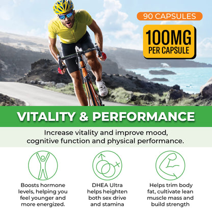DHEA 100mg | DHEA Supplement for Women | DHEA Supplement for Men | Pure High Strength Micronized Dehydroepiandrosterone | Supports Energy, Hormone Balance, Anti-Aging, Mood | 90 Caps (3-Month Supply)
