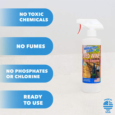 Amazing Red Wine Stain Remover – Natural Enzymes Eliminate Wine Stains Fast - Cleans Carpet, Upholstery, Clothing, Table Cloth & More - USA Made (16oz)