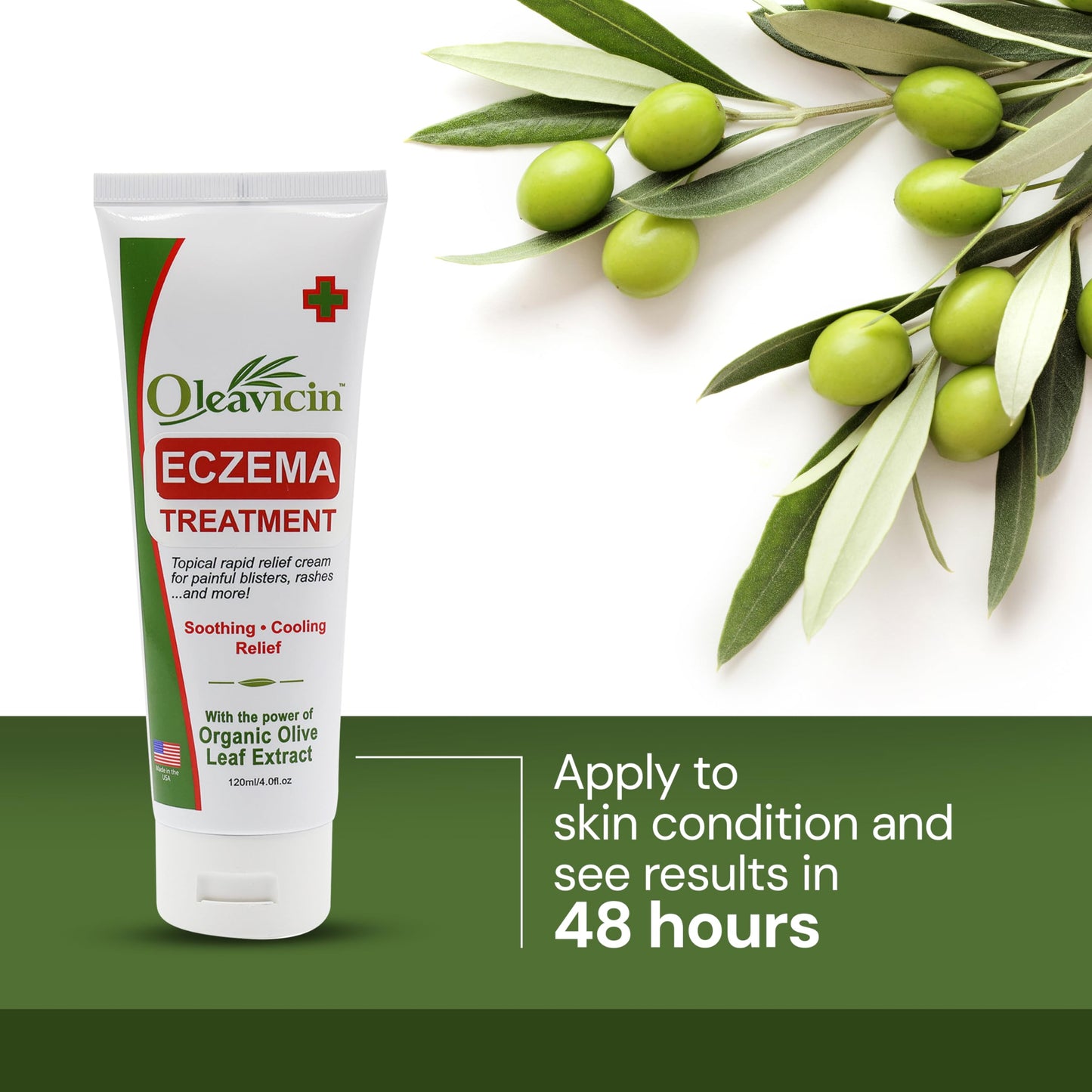 Oleavicin Eczema Treatment Cream - Steroid-Free, Organic Olive Leaf Extract, Soothing & Hydrating for All Skin Types, Kids & Adults