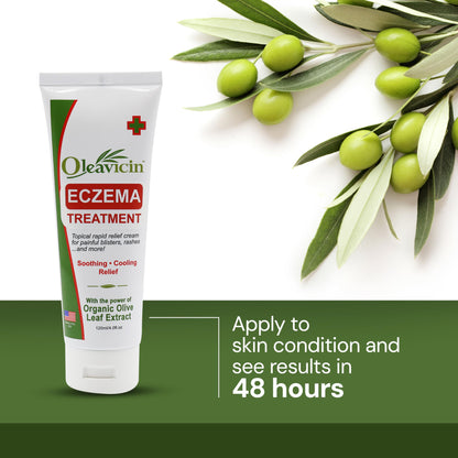 Oleavicin Eczema Treatment Cream - Steroid-Free, Organic Olive Leaf Extract, Soothing & Hydrating for All Skin Types, Kids & Adults