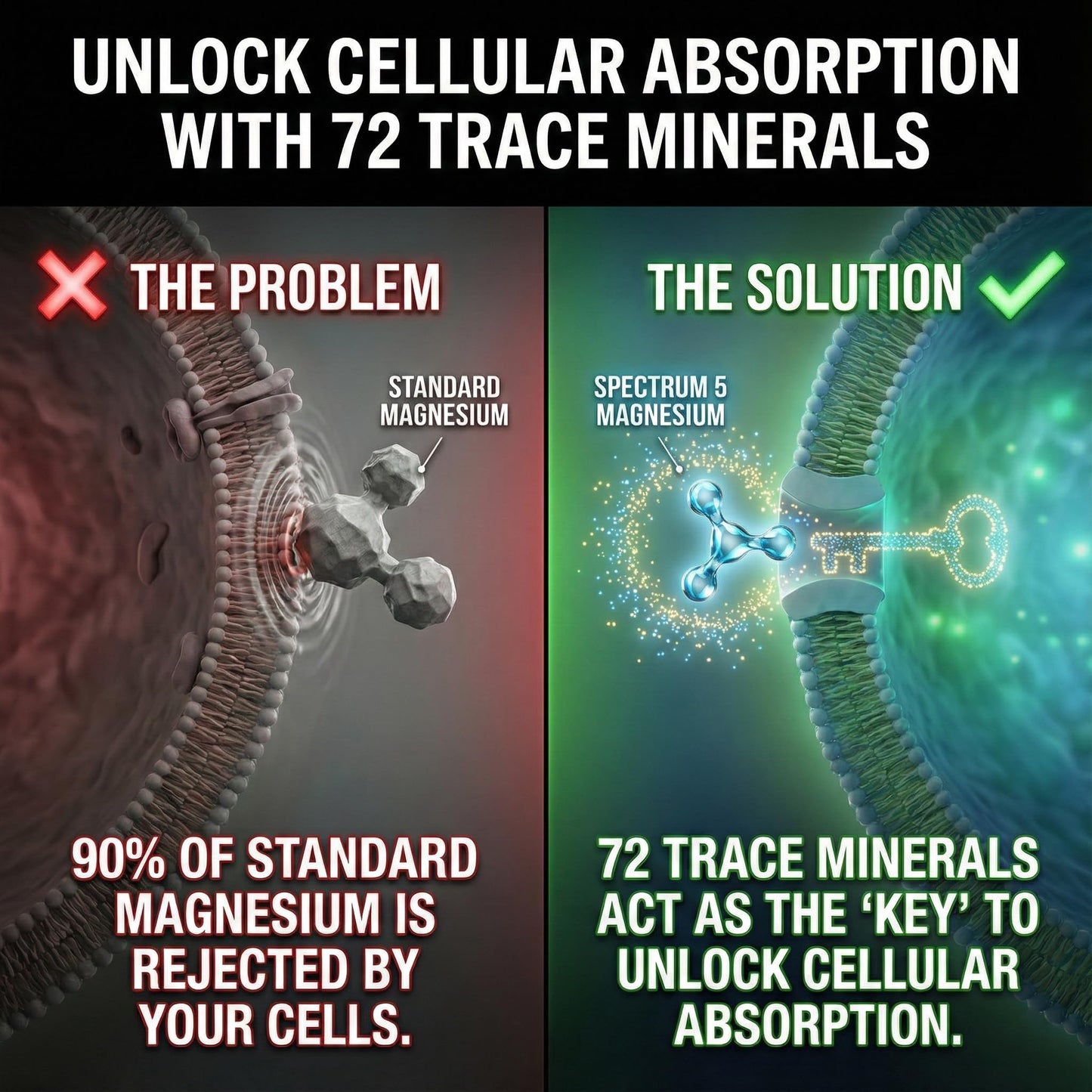 Spectrum 5 Magnesium Complex for Women & Men | Patented Aqua-Ionic® 5X Absorption Technology | 500mg Glycinate, Citrate, Malate + 72 Trace Minerals | Deep Sleep, Leg Cramp Relief & Calm | Non-Laxative