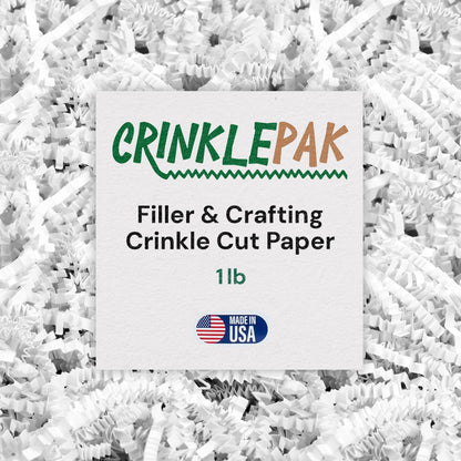 CrinklePak 1LB USA Made White Crinkle Paper Filler | Great Shredded Paper For Gift Baskets, Shipping Packages, Gift Box, Basket Filler, Birthdays, Weddings, Anniversaries | White Crinkle