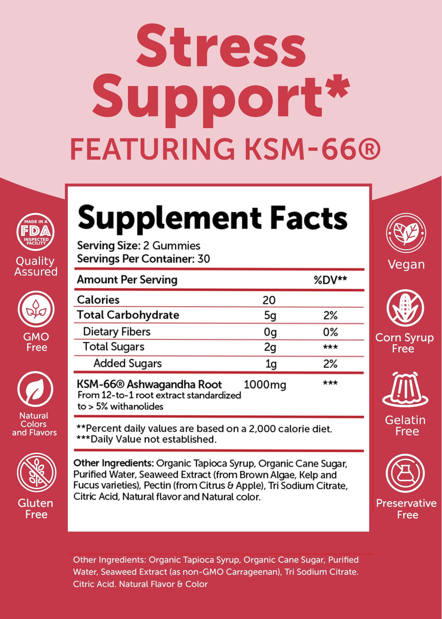 Lunakai USA Made KSM-66 Ashwagandha Gummies for Women & Men – Non-GMO Stress, Mood & Sleep Support Supplement, 60ct