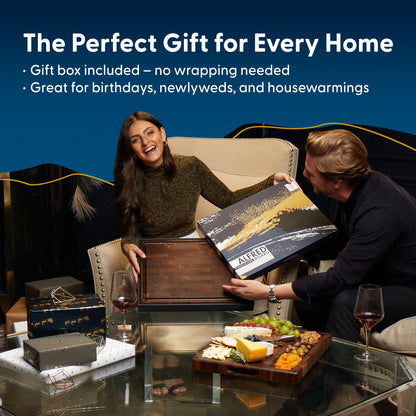 Sonder Los Angeles Alfred Cutting Board Made in USA | Black Walnut End Grain Cutting Board for Kitchen with Non-Slip Feet, Juice Groove, Sorting Compartments | Gift Box Included | 17x13x1.5 in