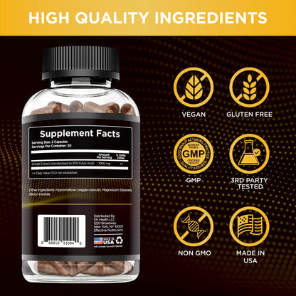 EFFECTIVE NUTRA Pure Shilajit Capsules for Men & Women - Pure Himalayan Shilajit for Men & Women - High in Trace Minerals & Fulvic Acid - 10000mg of Authentic Shilajit Extract per Serving (120 Count)