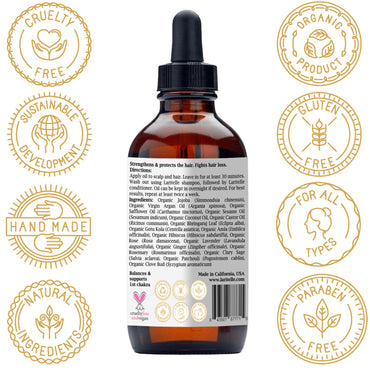 Laritelle Organic Hair Loss Treatment for Men and Women | Fortifying, Strengthening and Follicle Rejuvenating | Stops Hair Shedding, Promotes New Hair Growth | GMO-free. Vegan | 4 oz