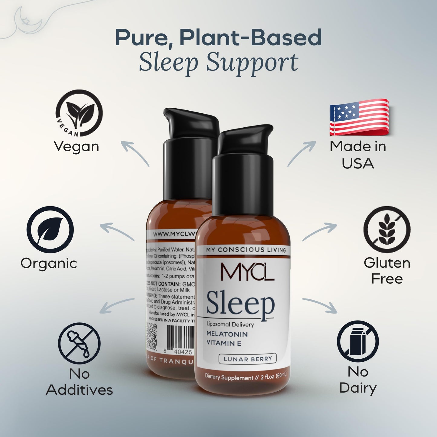 Sleep Liposomal Supplement with Low-Dose Liquid Melatonin Kids and Adults - Relaxation Aid, Deep Restorative Sleep Support - Vegan and Clean - Advanced Absorption - Berry Flavor - 60 Pump Servings