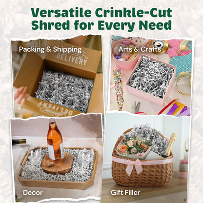 CrinklePak 1LB USA Made White Crinkle Paper Filler | Great Shredded Paper For Gift Baskets, Shipping Packages, Gift Box, Basket Filler, Birthdays, Weddings, Anniversaries | White Crinkle