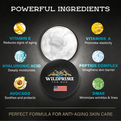 Men's Face Moisturizer Cream - Anti Aging & Wrinkle - Made in USA - Collagen, Hyaluronic Acid, Vitamins E & A, Avocado Oil - After Shave Lotion - Age Facial Skin Care, Day & Night Moisturizing