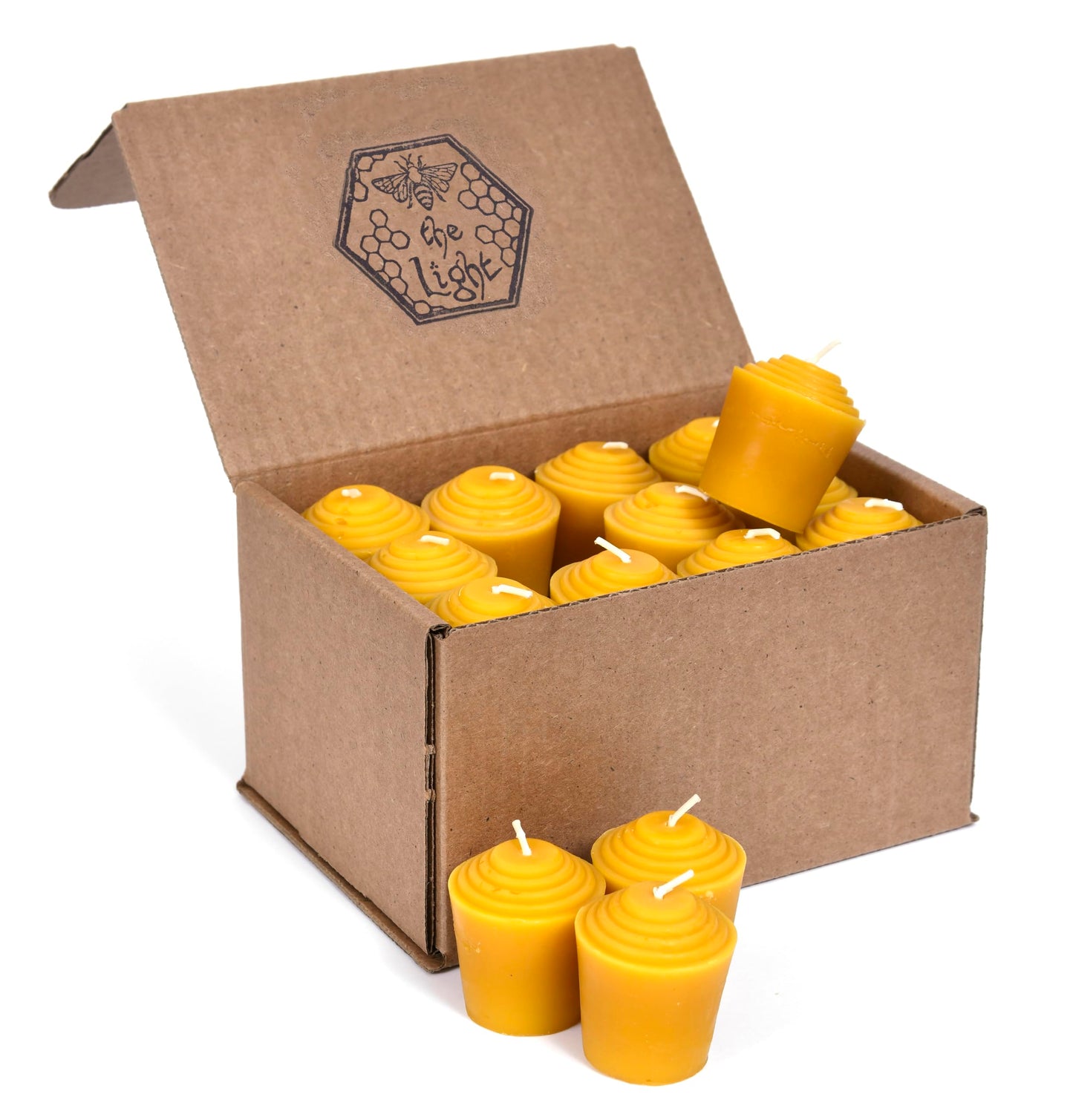 100% Pure Beeswax Votive Candles - USA Handmade Votives for Home, Christmas, and Advent, Smokeless Unscented 24 Candle Set with Natural Honey Aroma, 15 Hour Burn Time, 1.9" x 1.7" by Bee The Light