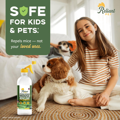 Reliant Pet Peppermint Oil Mouse Repellent Spray 16oz - Natural Mice Deterrent for Indoor & Outdoor Use - Mouse Repellent Spray for Home, Car Engines, RV - Pet Safe Pest Control - Made in USA