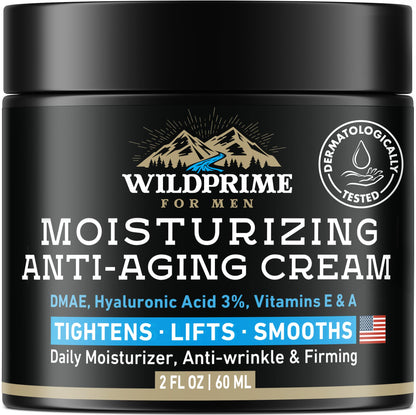 Men's Face Moisturizer Cream - Anti Aging & Wrinkle - Made in USA - Collagen, Hyaluronic Acid, Vitamins E & A, Avocado Oil - After Shave Lotion - Age Facial Skin Care, Day & Night Moisturizing