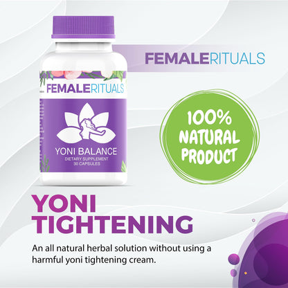 Yoni Balance Vaginal Tightening Pills | Natural Vagina Tightening & Moisture Capsules Ph Balance for Dryness | Increase Vaginal Wetness Kacip Fatimah - 30 Count Womens Wetness and Tightness Pills