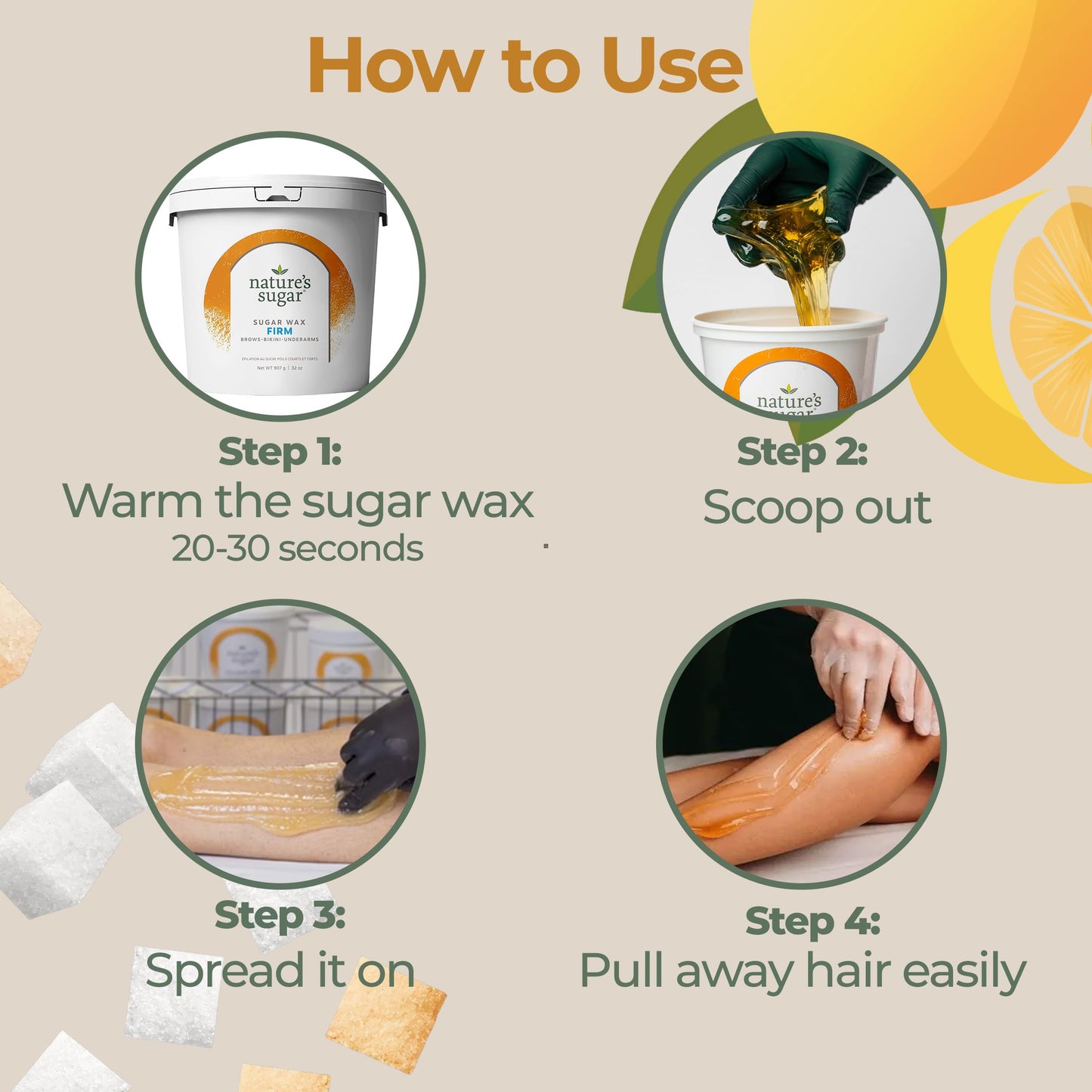 Nature's Sugar Wax Firm Sugaring Paste for Coarse Hair on Brows, Bikini, Underarms - 32oz - Sugar Wax Hair Removal for All Skin Types - Vegan and Cruelty-Free