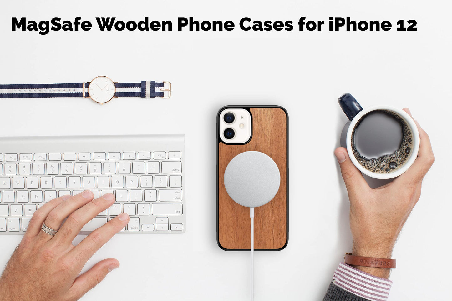 WUDN Slim Wooden Phone Case (Rock Climber Walnut Sky) Compatible with iPhone 13