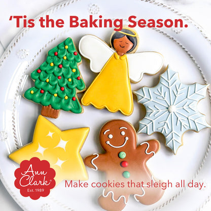 Ann Clark Christmas Linzer Cookie Cutters - 5-Pc. Set Made in USA, Fluted Circle, Mini Heart, Mini Christmas Tree, Star, Gingerbread Man