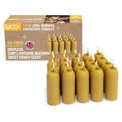 UCO 18-Hour Natural Beeswax Long-Burning Candles for UCO Candle Lanterns and Emergency Preparedness