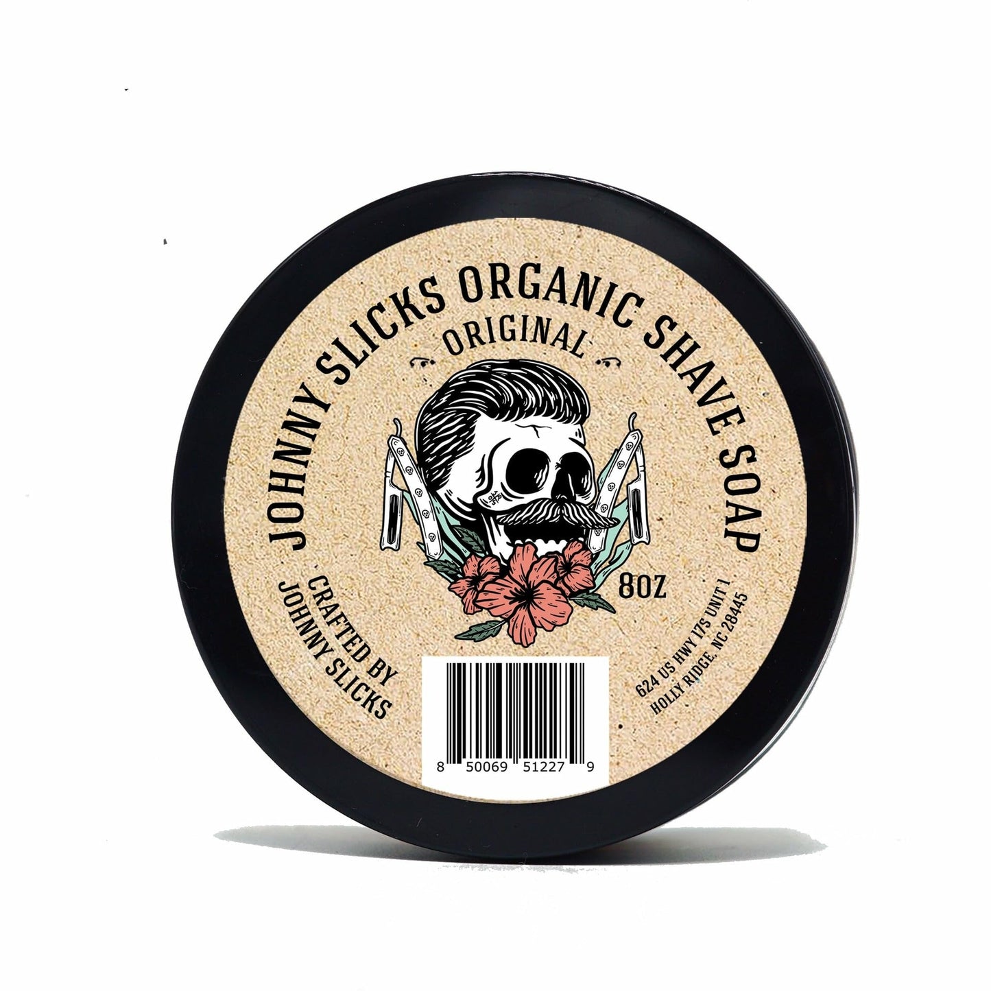 Johnny Slicks Organic Shave Soap - Supports Smooth Shaving - Shea Butter, Tea Tree & Jojoba - Natural Ingredients - Original Scent - 8 oz