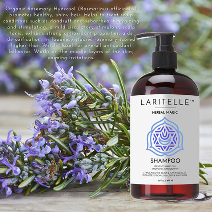 Laritelle Organic Unscented Shampoo Herbal Magic – 17.5 oz – Sulfate-Free, Vegan Hair Growth Shampoo for Sensitive Scalp – Made in California