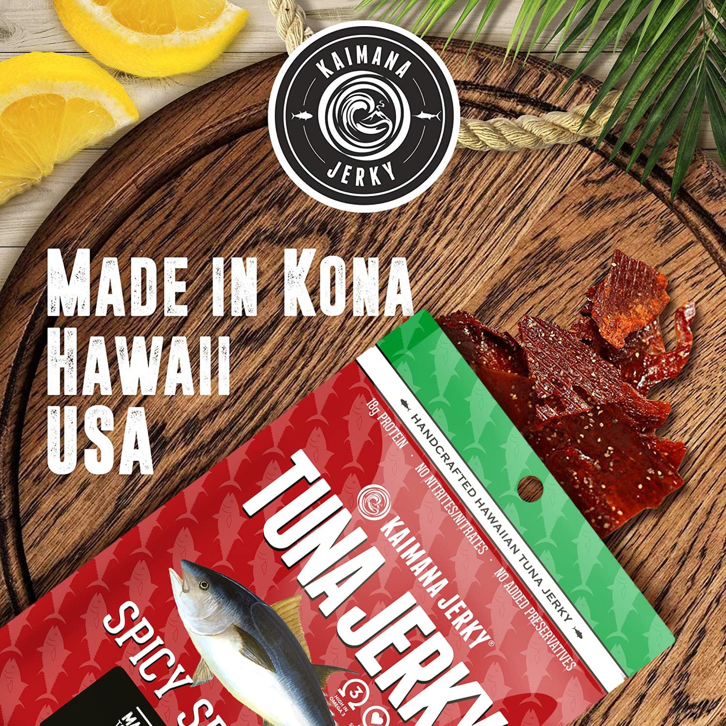 Kaimana Ahi Tuna Jerky Sriracha 2 Ounce - Paleo Style - Premium Fish Jerky Made in the USA. High in Omega 3's, All Natural and Wild Caught (2 Ounce (Pack of 1), (Sriracha)