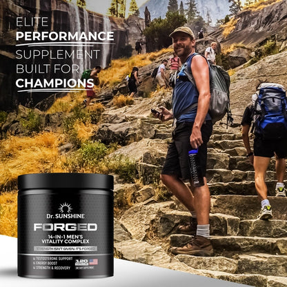 DR. SUNSHINE Forged 14 in 1 Shilajit for Men, Natural Energy, Men's Vitality Complex, Strength & Endurance Support with Fenugreek, Ashwagandha, Tongkat Ali, & More - 2 Month (120 Capsules)