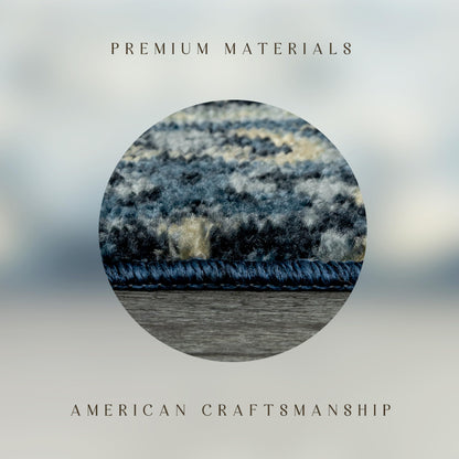 Maples Rugs Vivian Medallion Area Rugs - Made in USA - Washable, Non Slip, Pet-Friendly Mat for Bedroom, Office, and Entryway, 3'4 x 5', Persian Blue