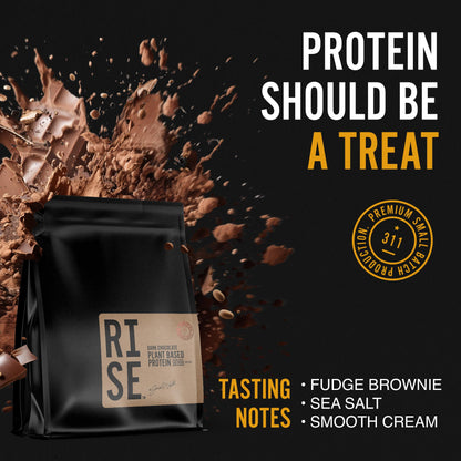 RISE311 Dark Chocolate Protein Powder for Women & Men, Easy to Digest, Smooth & Creamy Dark Chocolate Plant Based Protein Powder Supports Overall Well-Being, 15 Servings (30g per Serving)