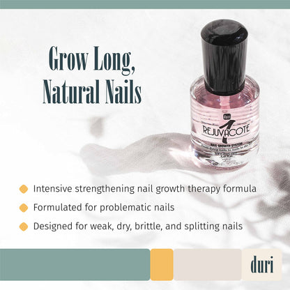 duri Rejuvacote 1 Nail Growth System - Original Maximum Strength Formula - Nail Strengthener and Nail Growth - Base and Top Coat - Pack of 2-0.45 fl. oz.