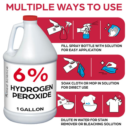 Allied Science 6% Hydrogen Peroxide, Food Grade H202 and Water, 1 Gallon