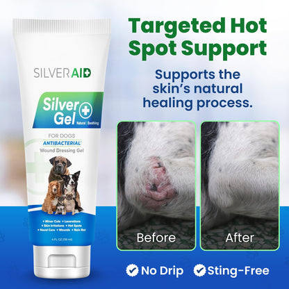 Hot Spot Treatment Gel for Dogs Colloidal Silver Wound Care for Cuts, Bites, Rashes, Skin Irritations & Ulcers, Dog Wound Care Solution, 4.0 Ounces - Vet Recommended & Made in USA
