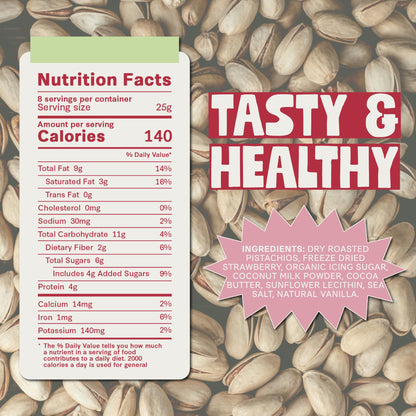 DORREL Pistachio & Strawberry Butter | Dairy-Free Vegan Spread | Made with 60% California Pistachios | Non-GMO | Kosher Pareve | Healthy Snack & Baking Spread (200g / 7.05oz)