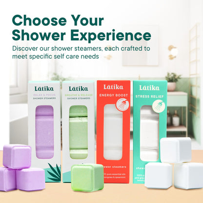Latika Energy Boost Shower Steamer - Aromatherapy Tablets with Lemongrass & Spearmint Essential Oils for Stress & Anxiety Relief, Uplifting Energy - Long-Lasting Scent Steamers for Women and Men